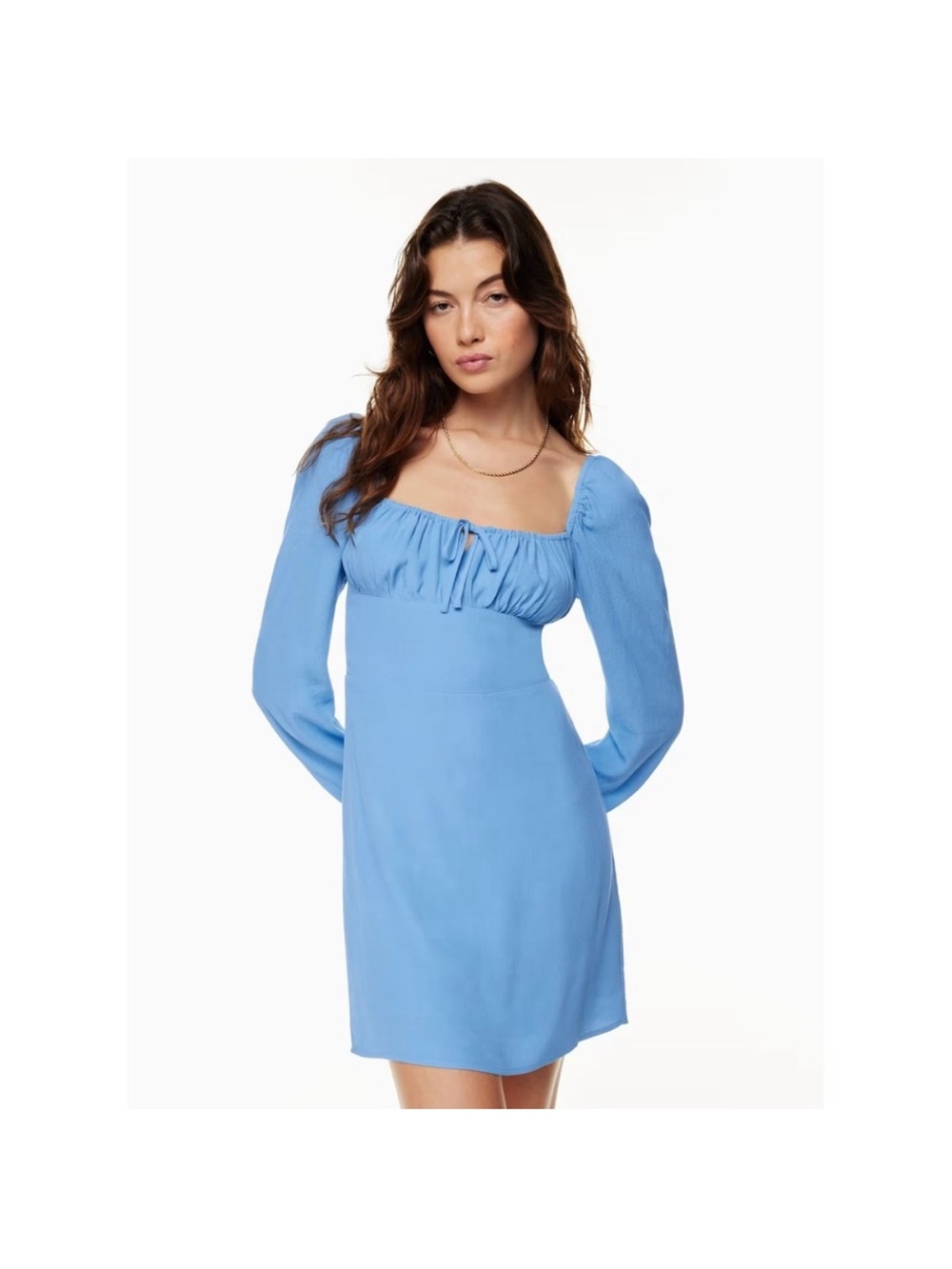 Aritzia Sunday Best Blue Mini Dress Long Sleeves Delilah Size XXS